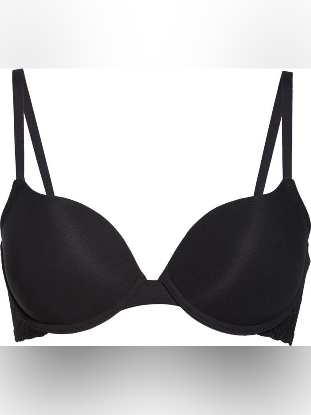 Natori Sheer Glamour T-Shirt Bra 32D Black Underwire Smooth NWT